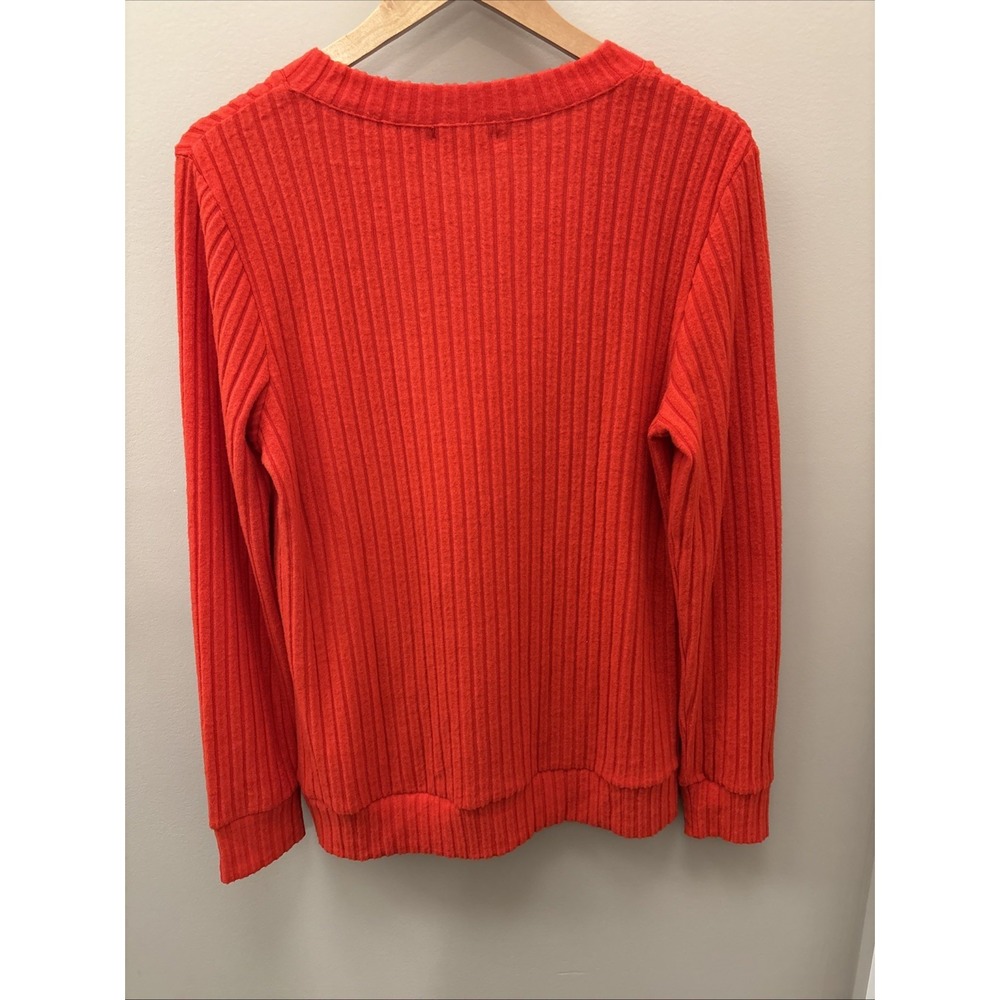 NWT Women's Red Ribbed V-neck Lightweight Sweater Sampeel - Picture 8 of 11